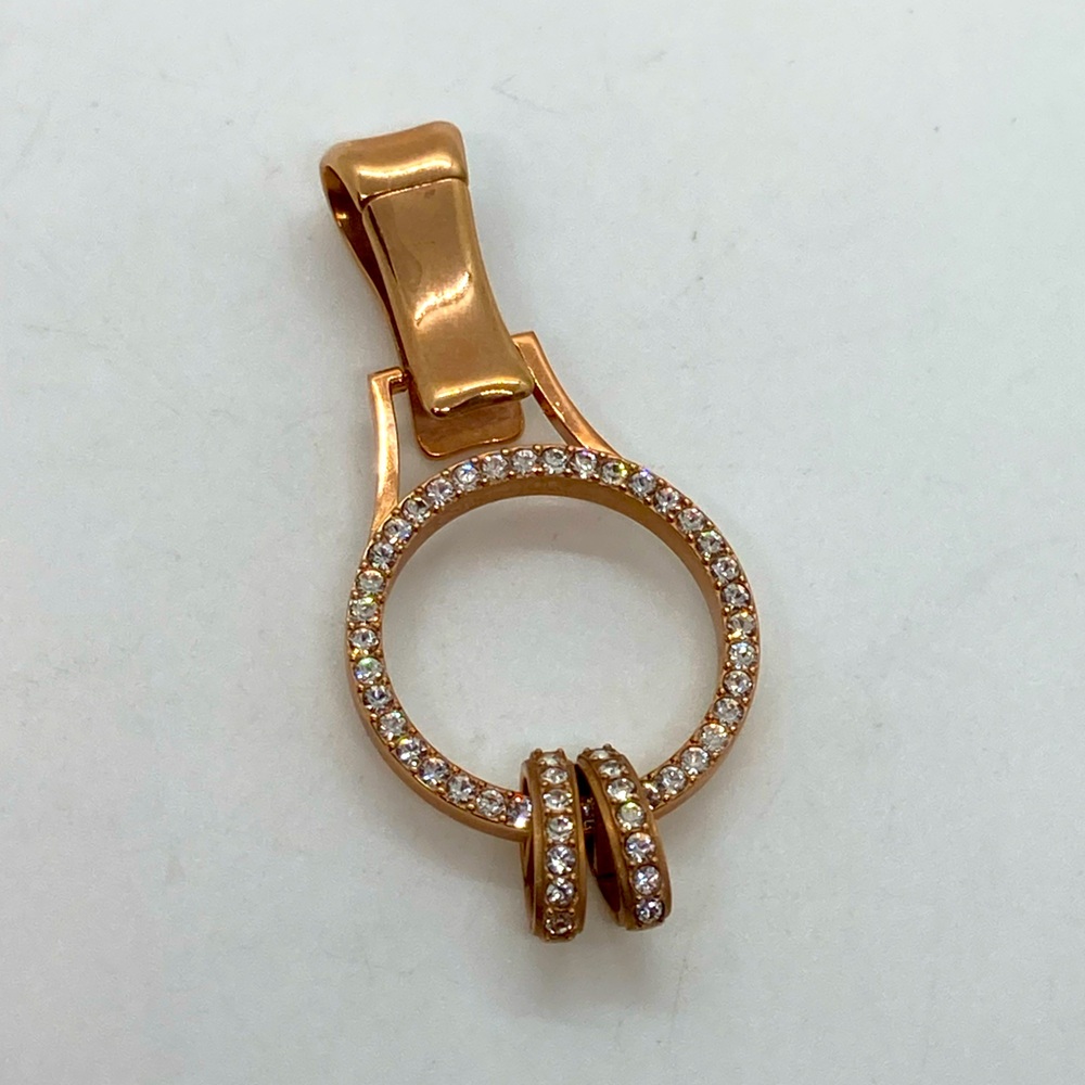 Origami Owl Rose Gold Tone & Swarovski Crystal Circle Lanyard | 2” Length